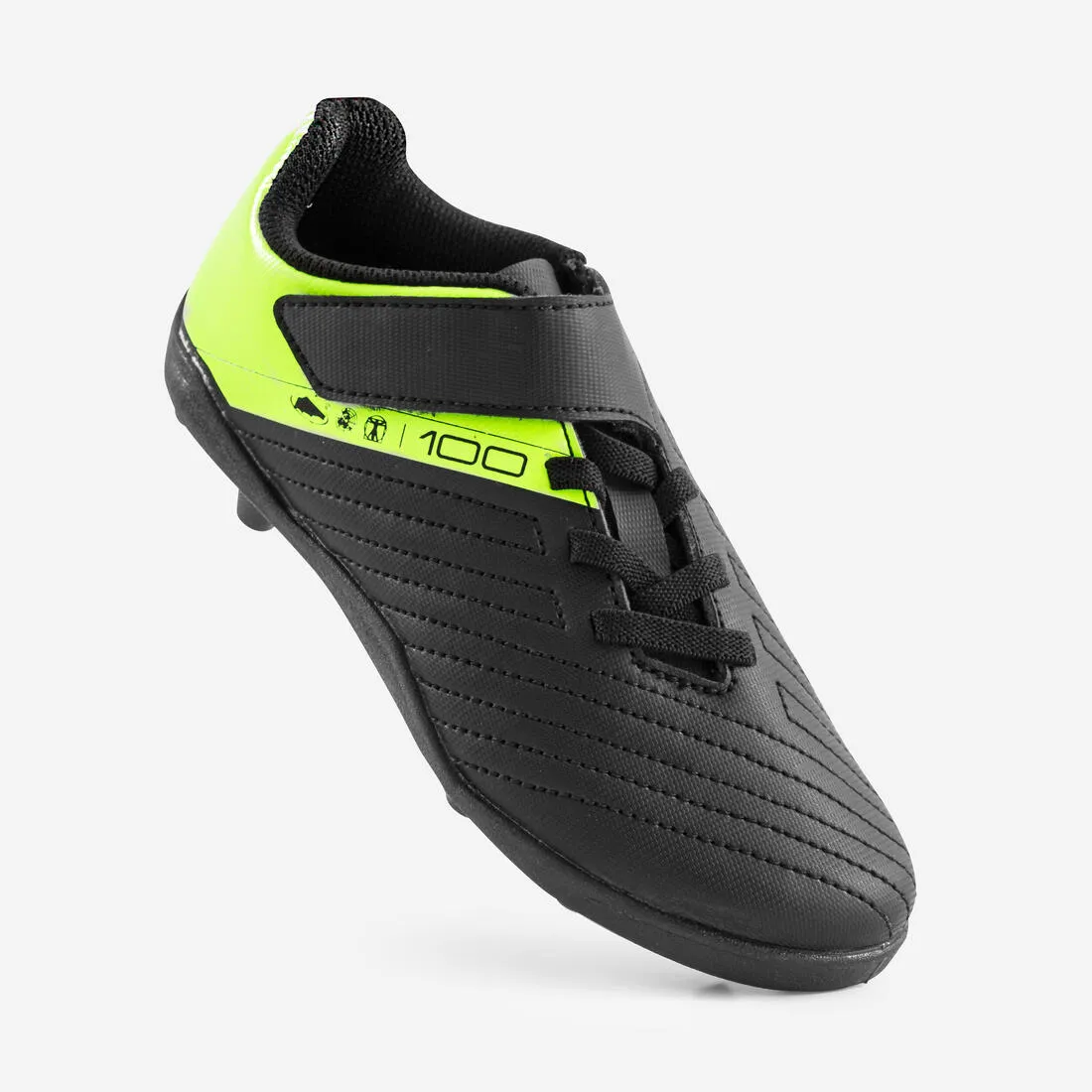 Kipsta Agility 100 Kid's Soccer Boots - Hard Ground - Black/Yellow