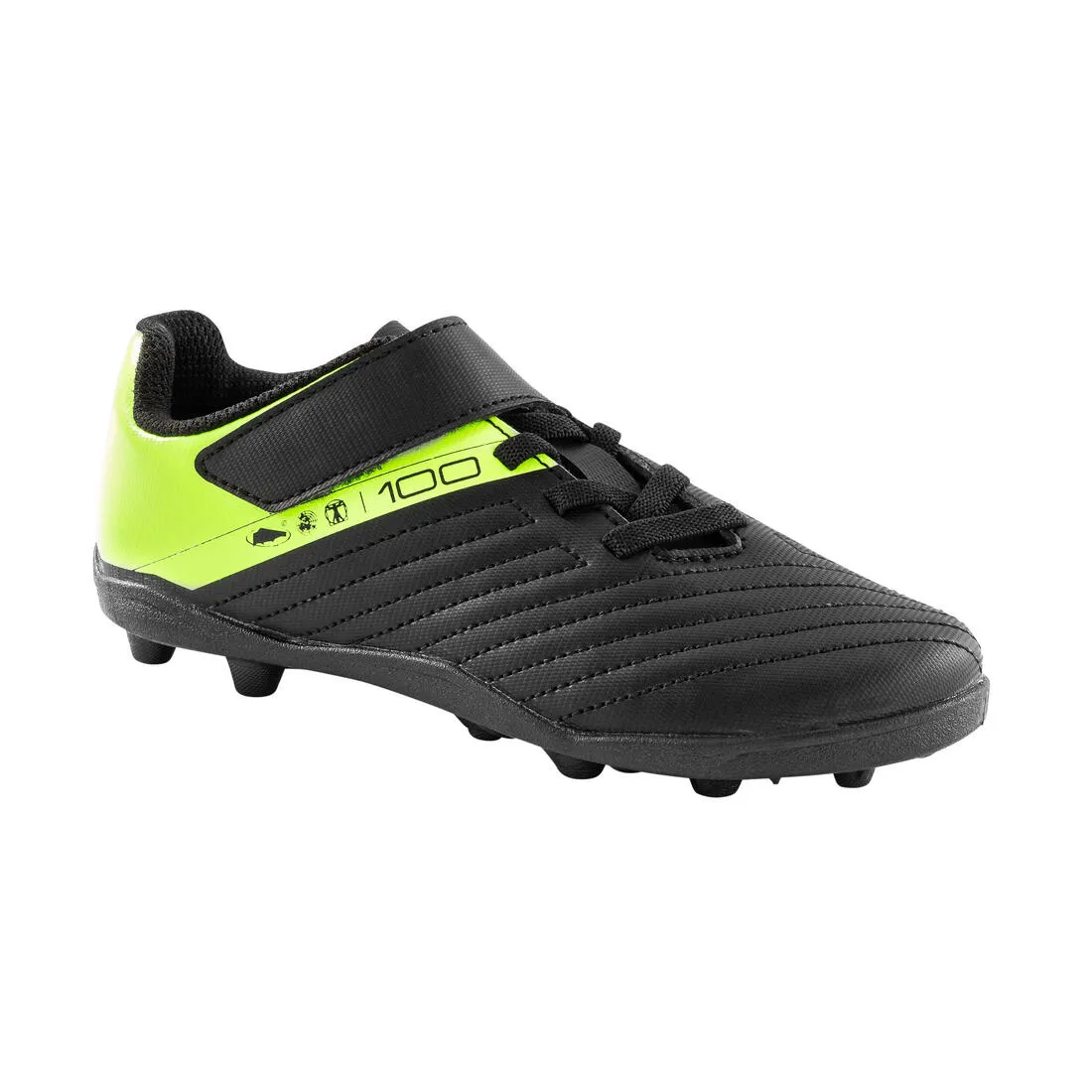 Kipsta Agility 100 Kid's Soccer Boots - Hard Ground - Black/Yellow