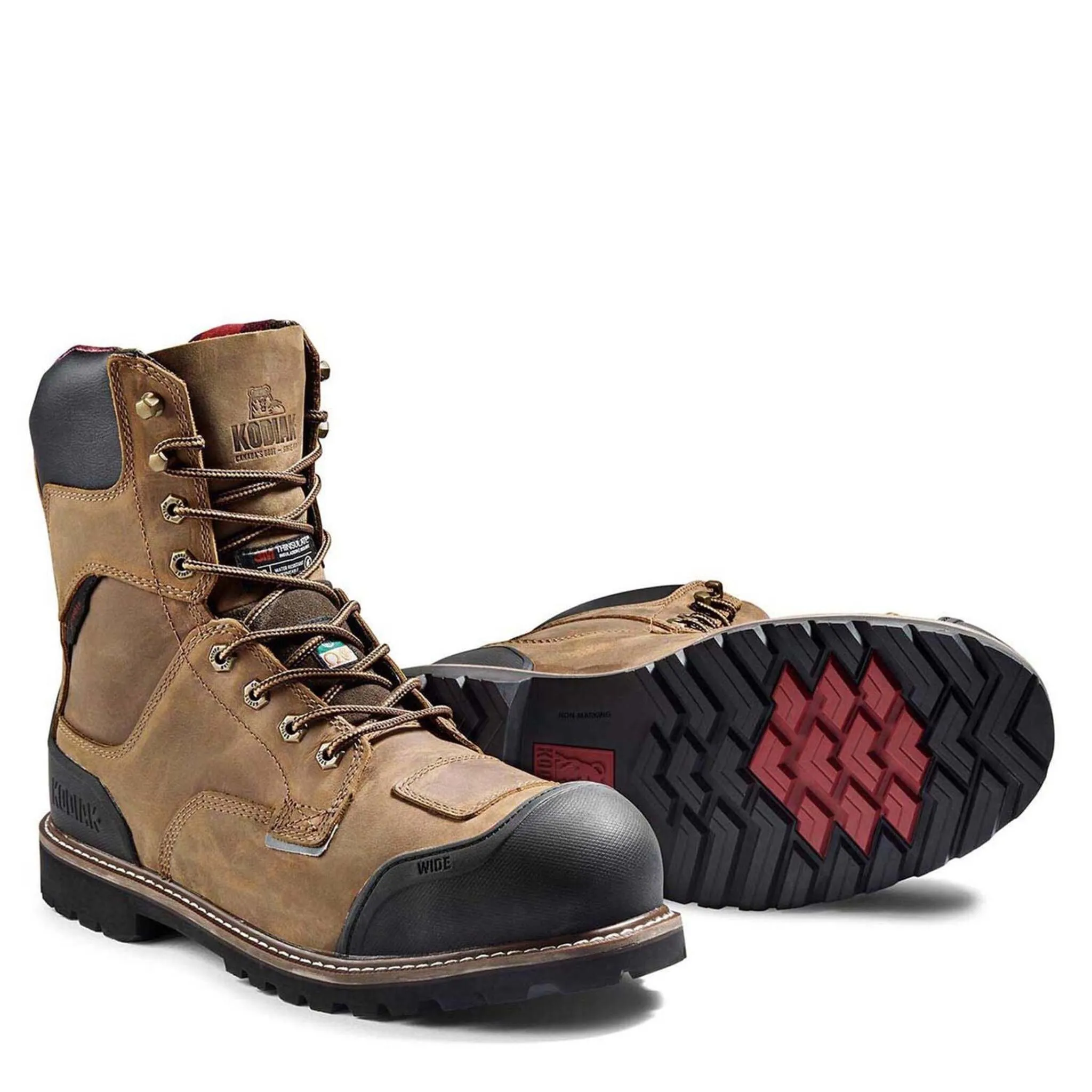 Kodiak Men's 8" Generations Widebody Safety Work Boots – Waterproof Full Grain Leather, Composite Toe, Slip-Resistant, Comfortable | Sizes 8-16