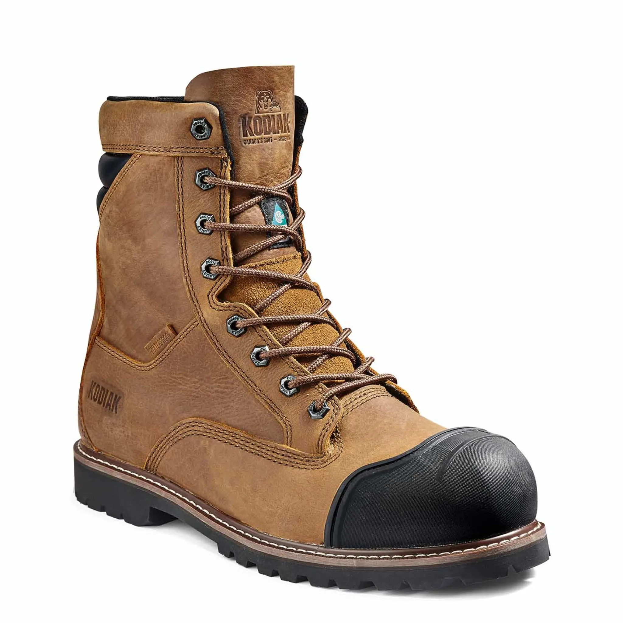 Kodiak Men's McKinney M.U.T.™ 8" Waterproof Safety Work Boots – Full Grain Leather, Composite Toe & Plate, Comfortzone Footbed | Sizes 7-15