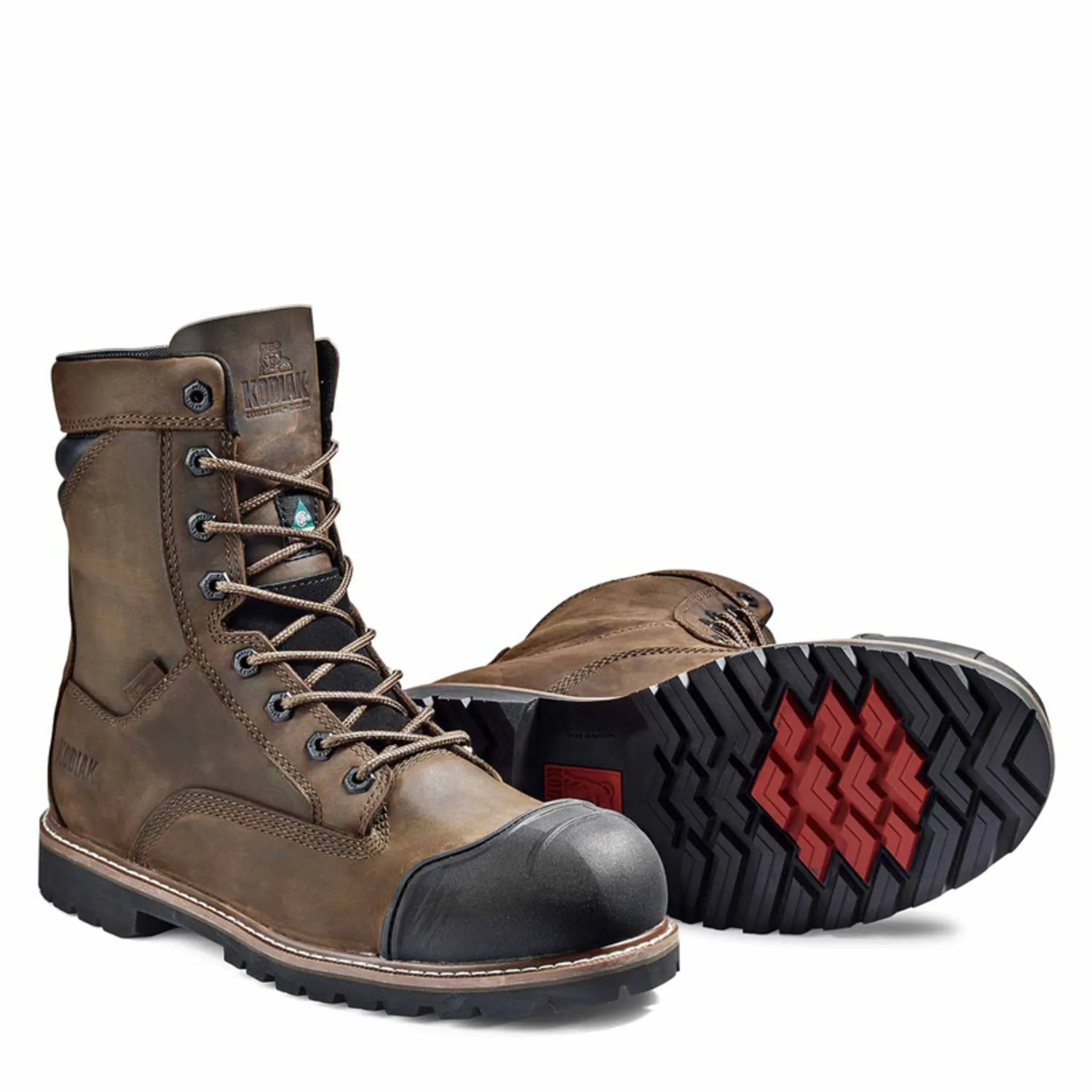 Kodiak Men's McKinney M.U.T.™ 8" Waterproof Safety Work Boots – Full Grain Leather, Composite Toe & Plate, Comfortzone Footbed | Sizes 7-15