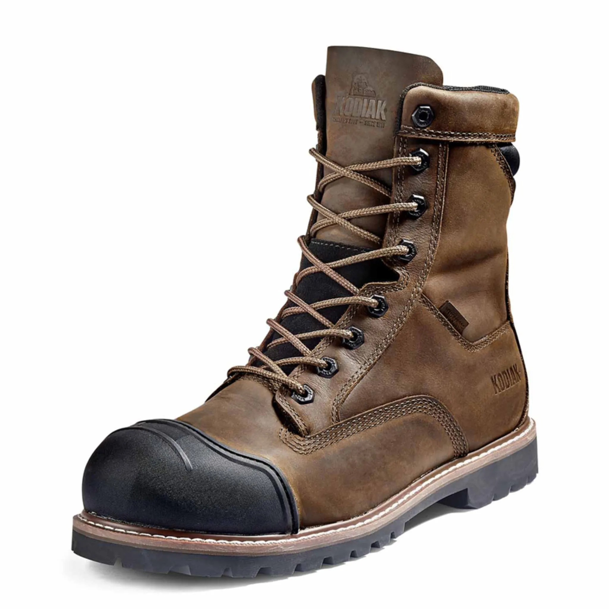 Kodiak Men's McKinney M.U.T.™ 8" Waterproof Safety Work Boots – Full Grain Leather, Composite Toe & Plate, Comfortzone Footbed | Sizes 7-15