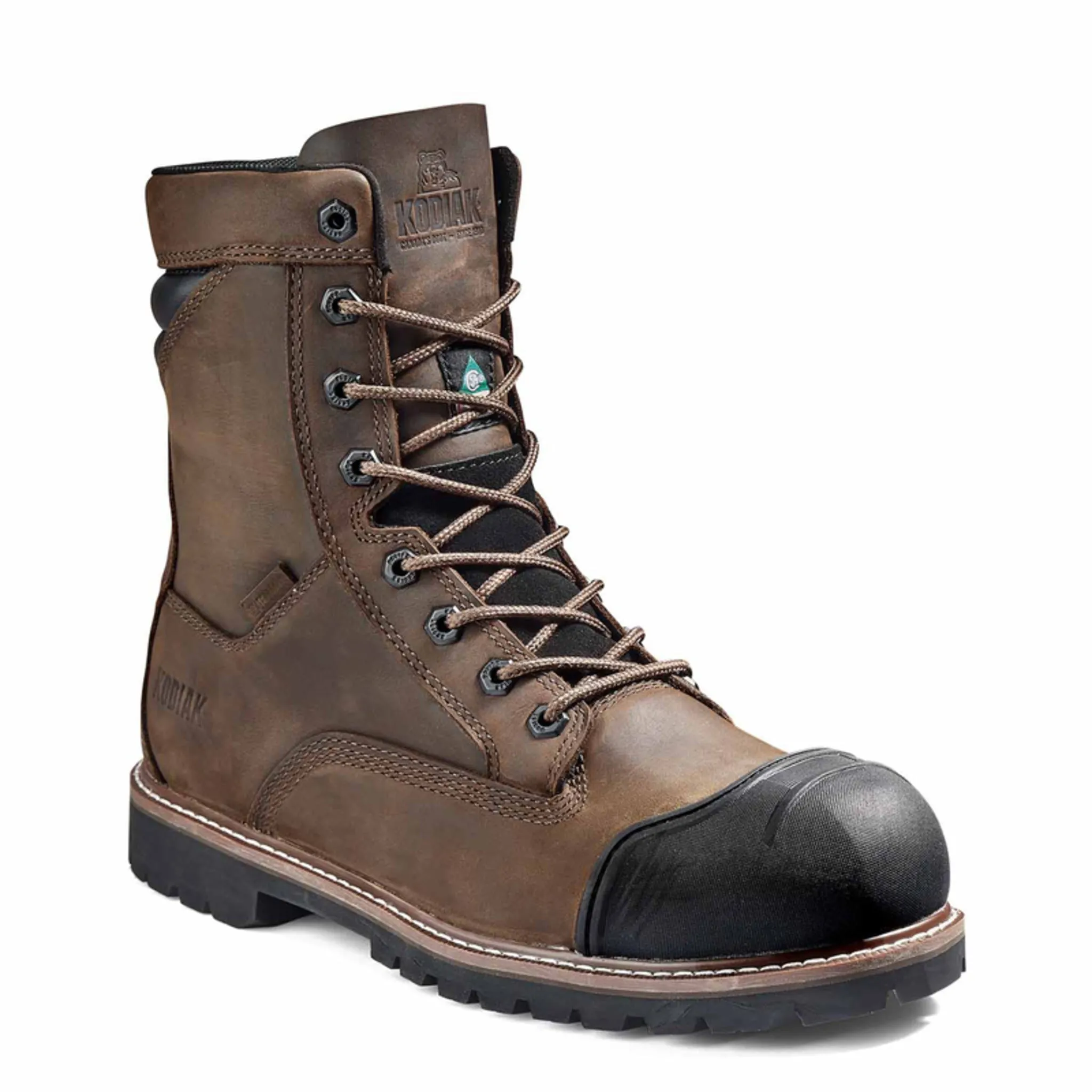 Kodiak Men's McKinney M.U.T.™ 8" Waterproof Safety Work Boots – Full Grain Leather, Composite Toe & Plate, Comfortzone Footbed | Sizes 7-15