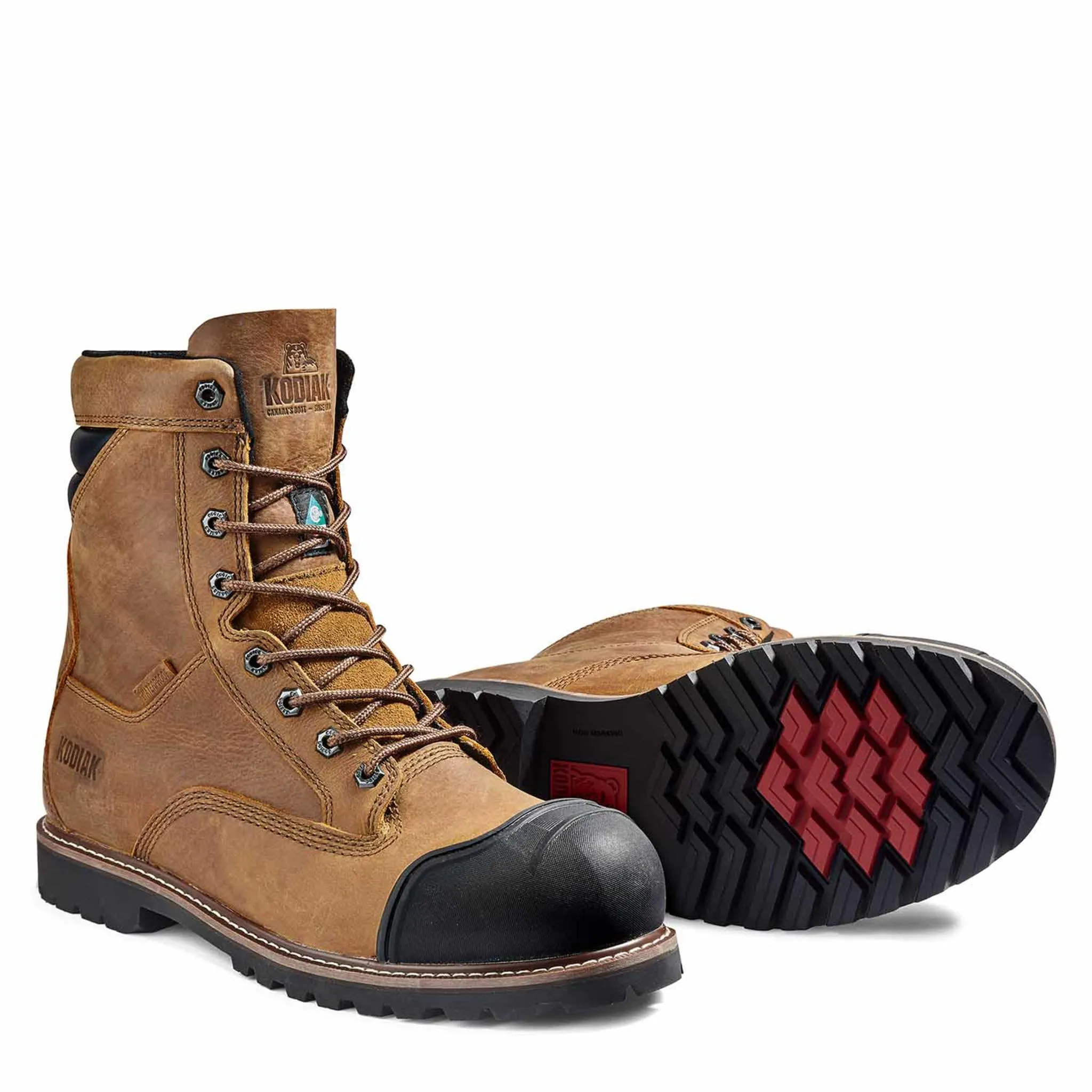 Kodiak Men's McKinney M.U.T.™ 8" Waterproof Safety Work Boots – Full Grain Leather, Composite Toe & Plate, Comfortzone Footbed | Sizes 7-15