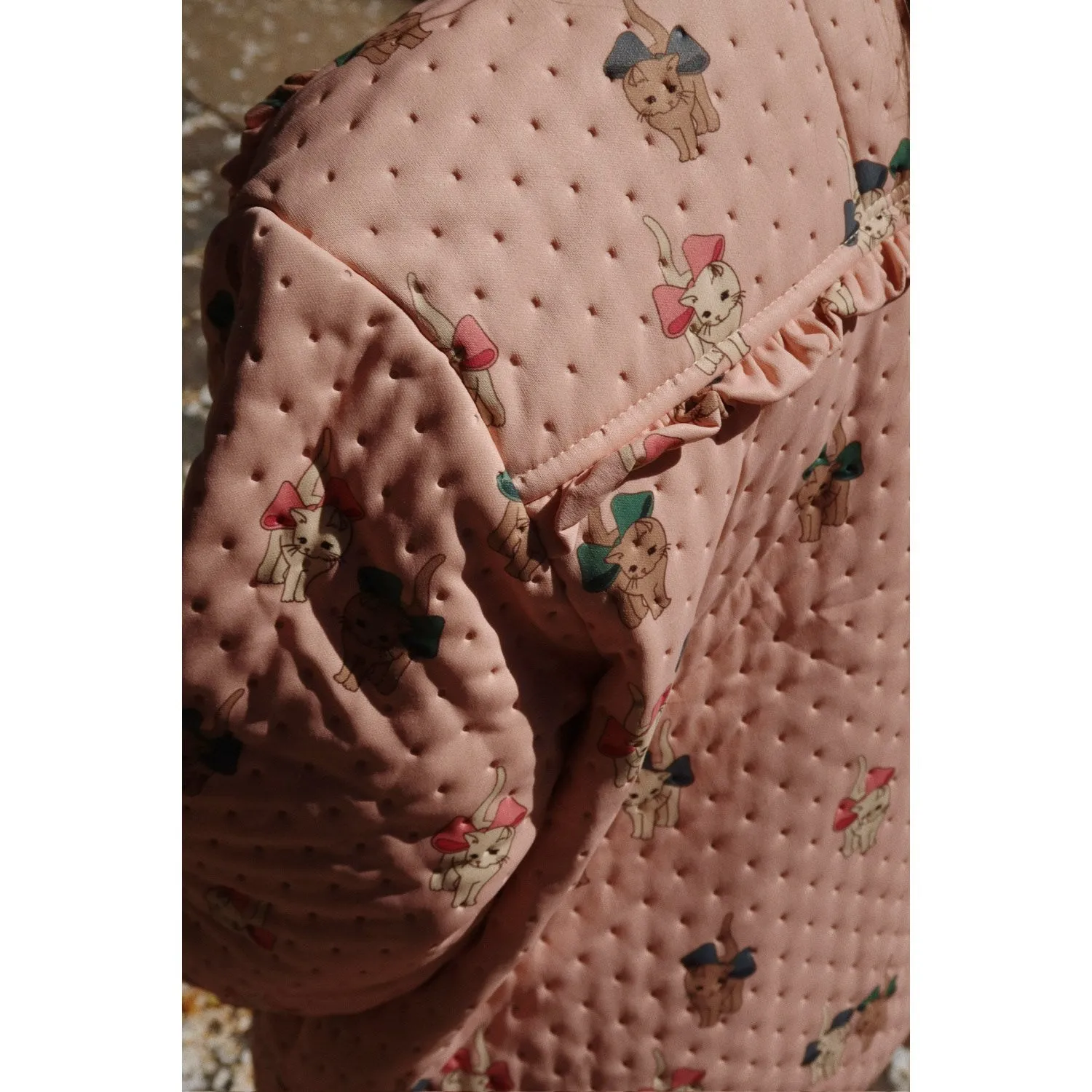 Konges Sl?jd Bow Kitty Pink Thermo Frill Jacket Grs Matte Fabric