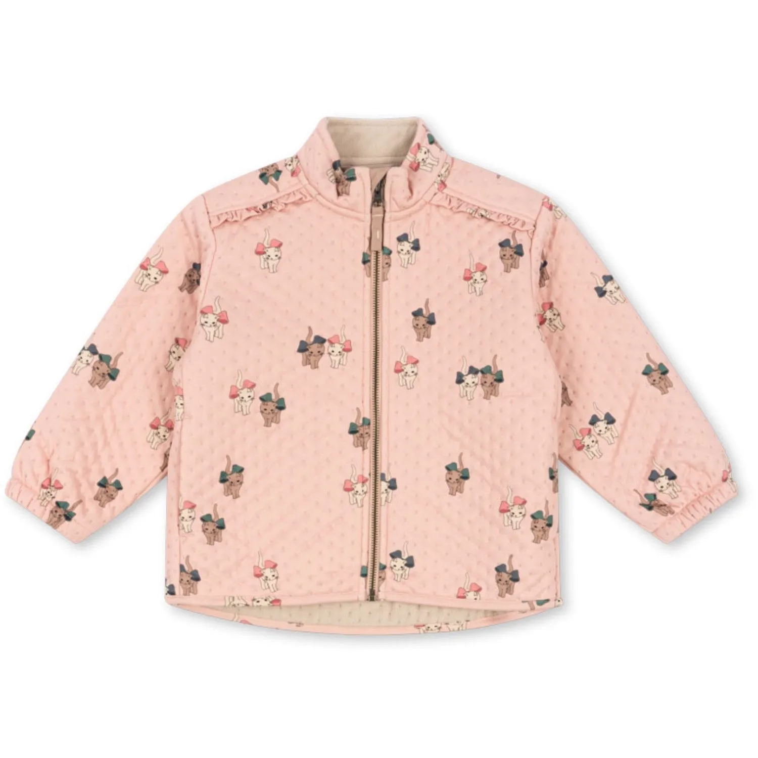 Pocket Details Konges Sl?jd Bow Kitty Pink Thermo Frill Jacket Grs