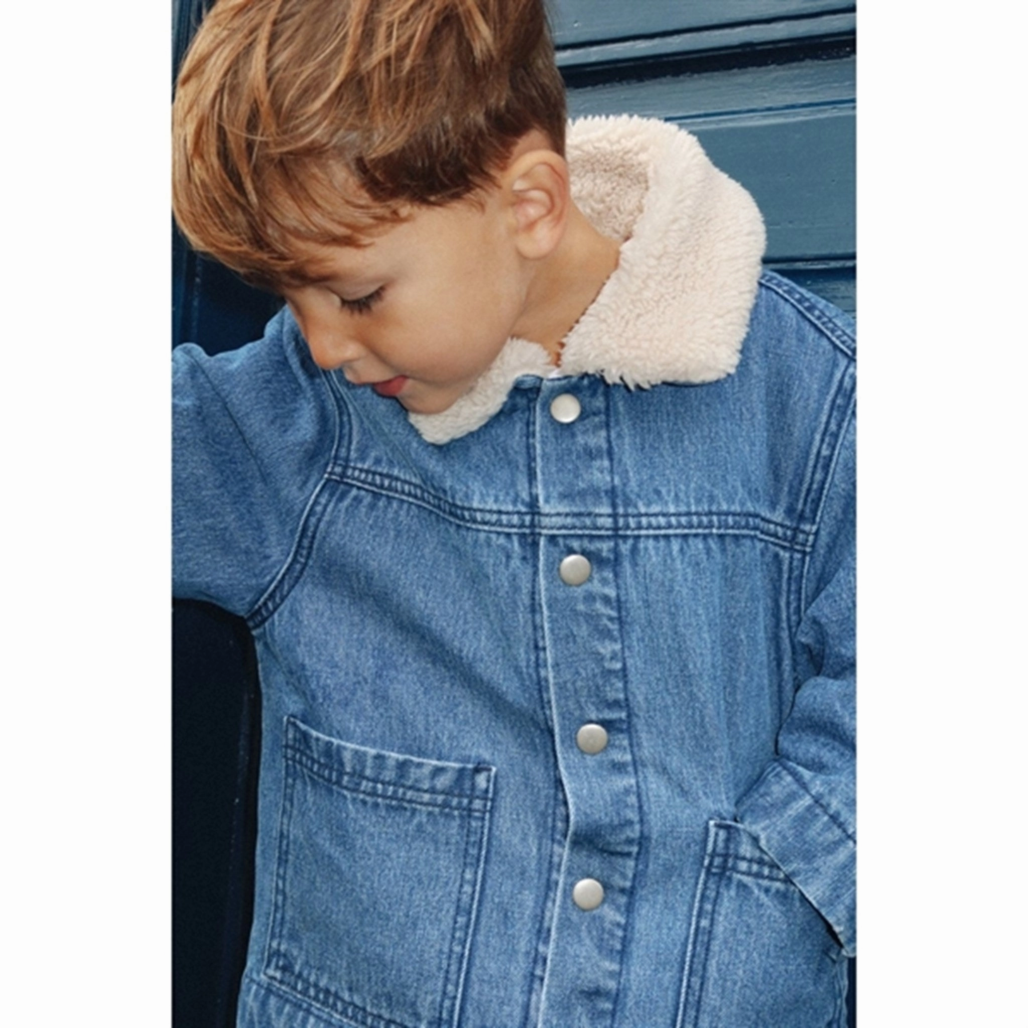 Heat Retention Windproof Closure Konges Sl?jd Denim Blue Denim Jacket