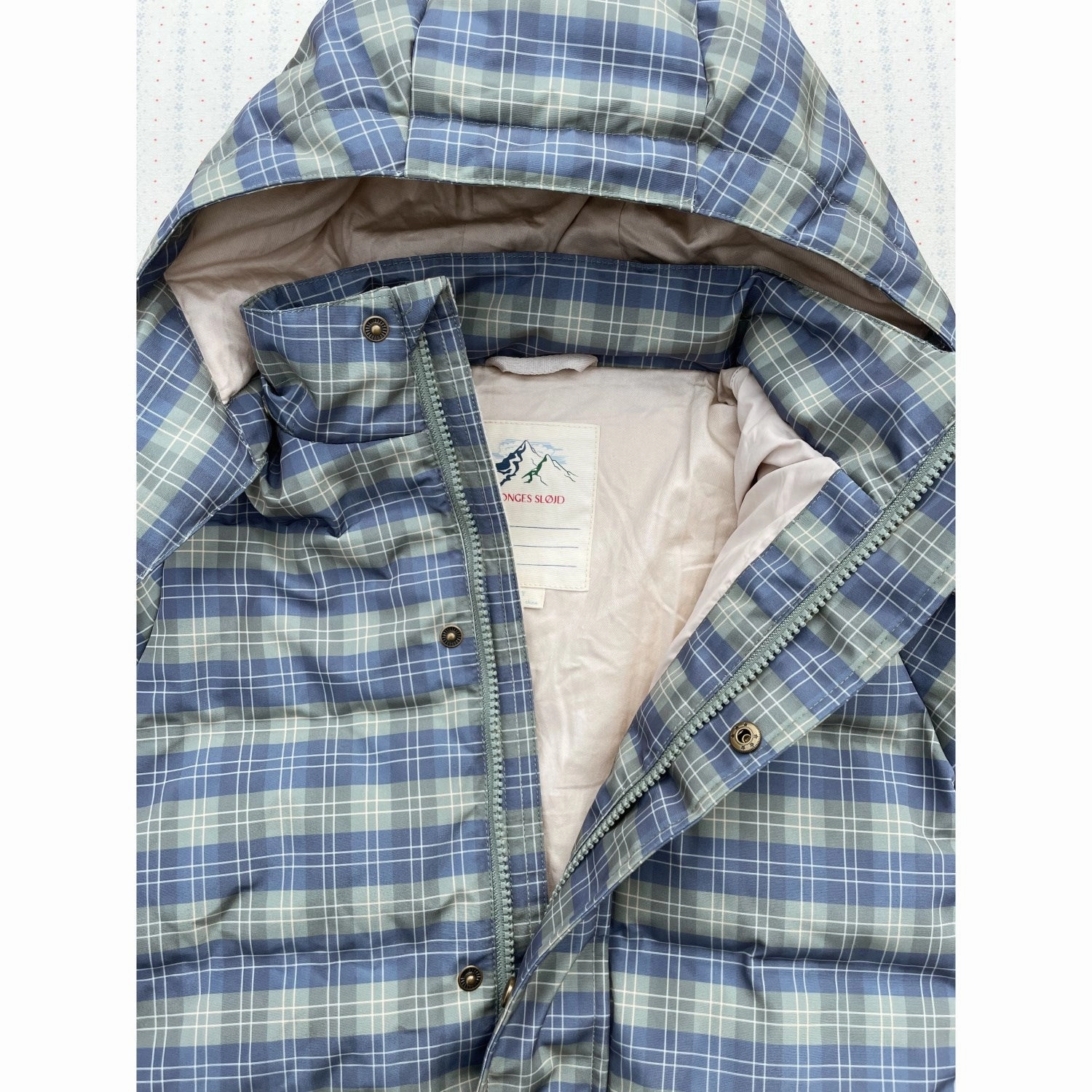 Rugged Outdoor Optimized Practical Design Konges Sl?jd Laurel Blue Check Magnum Down Jacket Print Grs