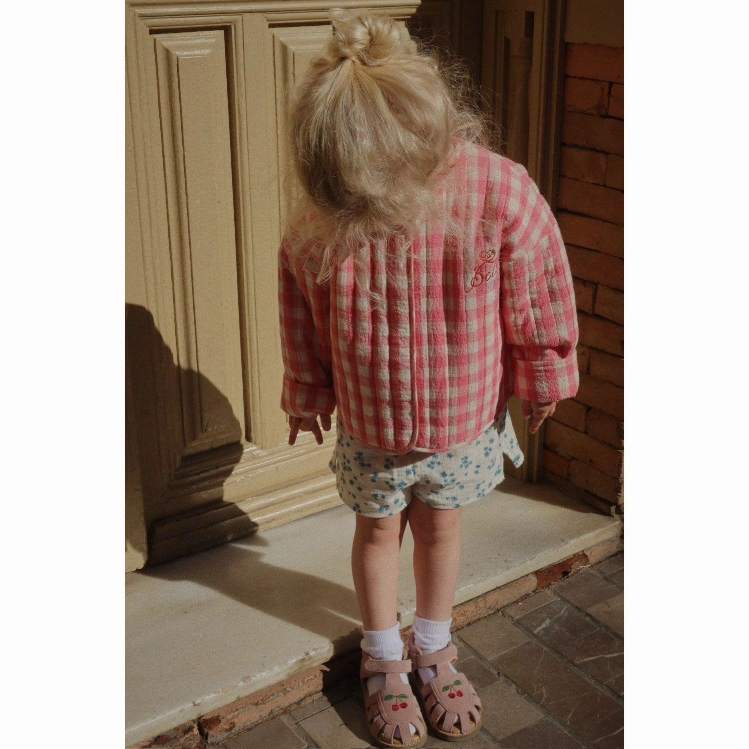 Konges Sl?jd Peach Blossom Check RHW X KS Bella Jacket Lightweight Comfort Asymmetric Hemline