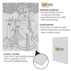 Krishna Play Flute Pichwai DIY Canvas Base for Painting