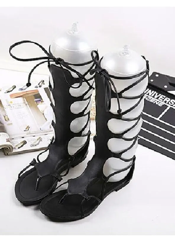 Lace up Sandals Knee High Gladiator Beach