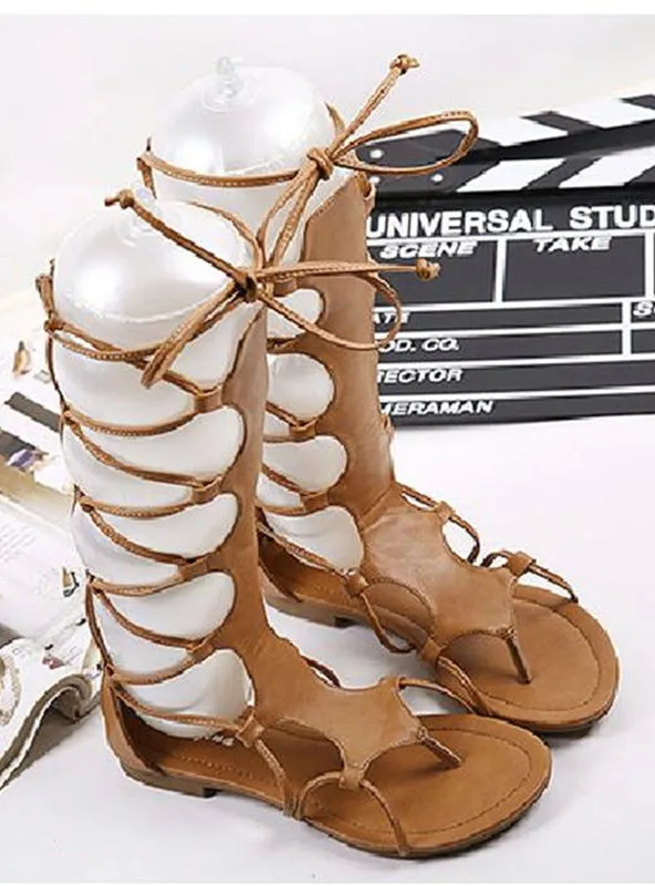 Lace up Sandals Knee High Gladiator Beach