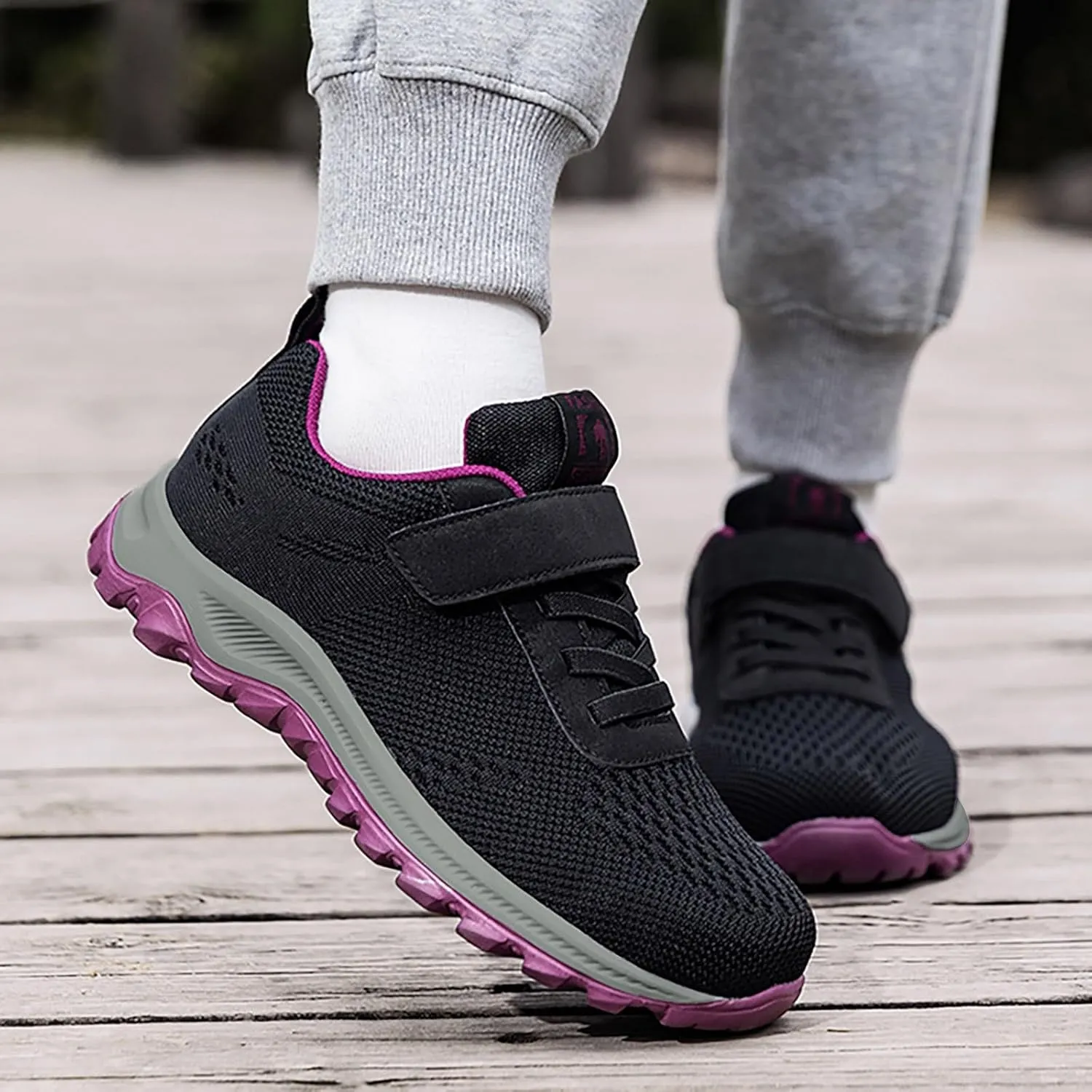 Ladies Low Top Breathable Strap Casual Lightweight Sports Women Shoes Leather Breathable Walking Casual Hiking Shoes