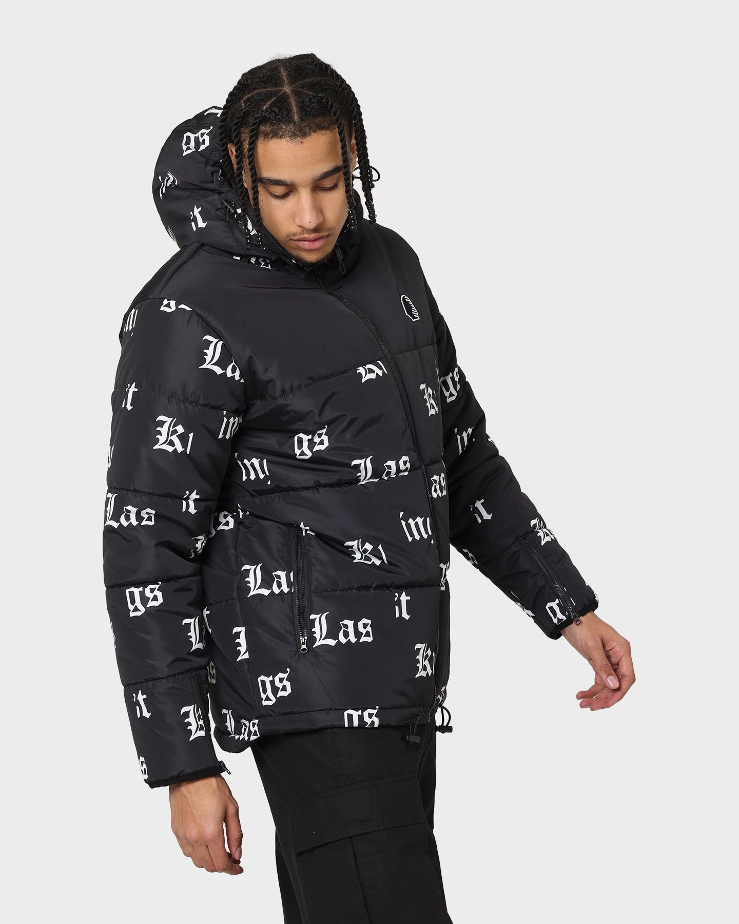 Casual Outdoor Layer Water-Resistant Layer Last Kings Fragment Puffer Jacket Black
