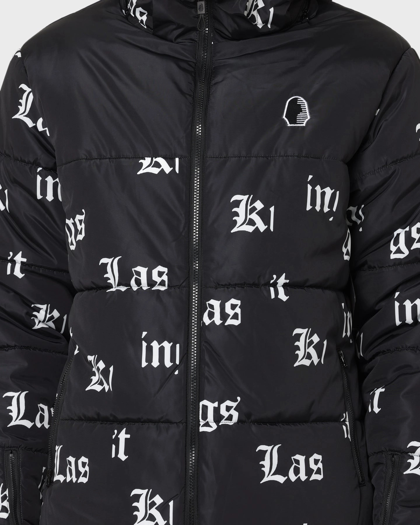 Weather resistant Sporty Style Last Kings Fragment Puffer Jacket Black