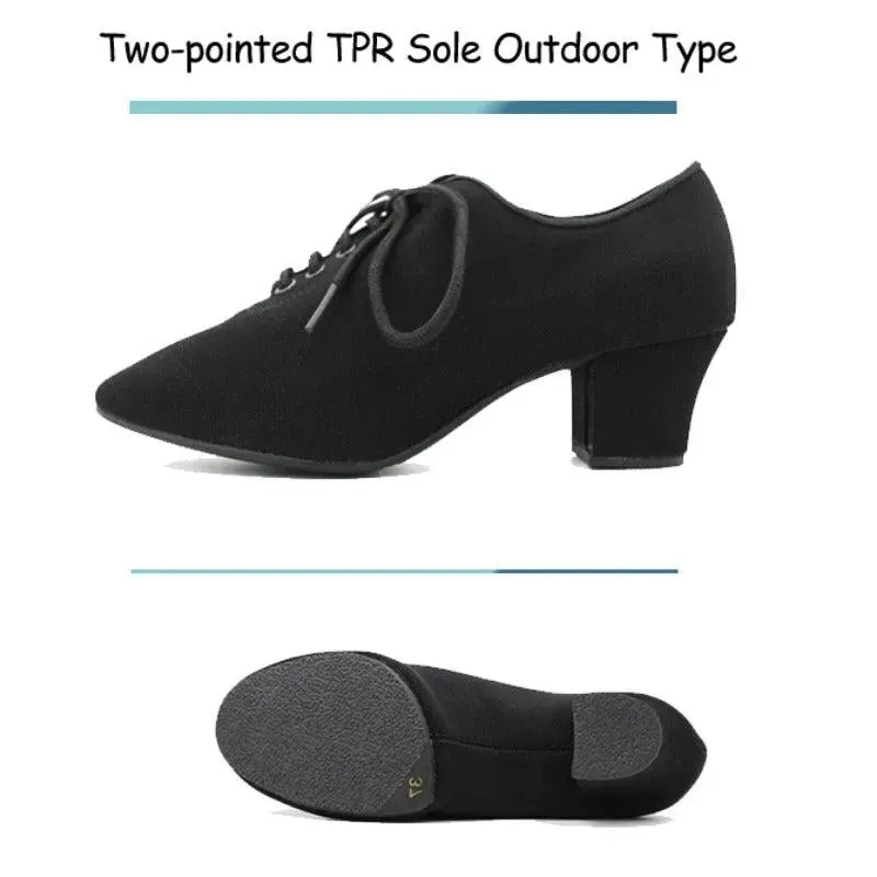 Latin Ballroom Dance Shoes for Salsa Dance with Soft Sole Oxford Leather 5cm Heel