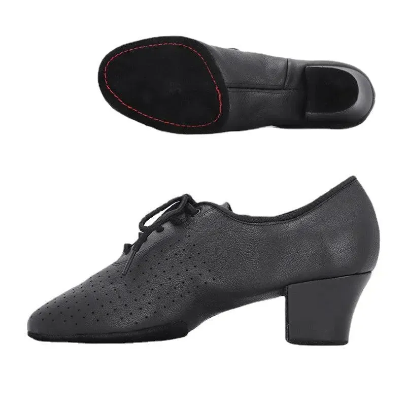 Latin Ballroom Dance Shoes for Salsa Dance with Soft Sole Oxford Leather 5cm Heel