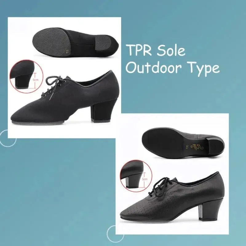 Latin Ballroom Dance Shoes for Salsa Dance with Soft Sole Oxford Leather 5cm Heel
