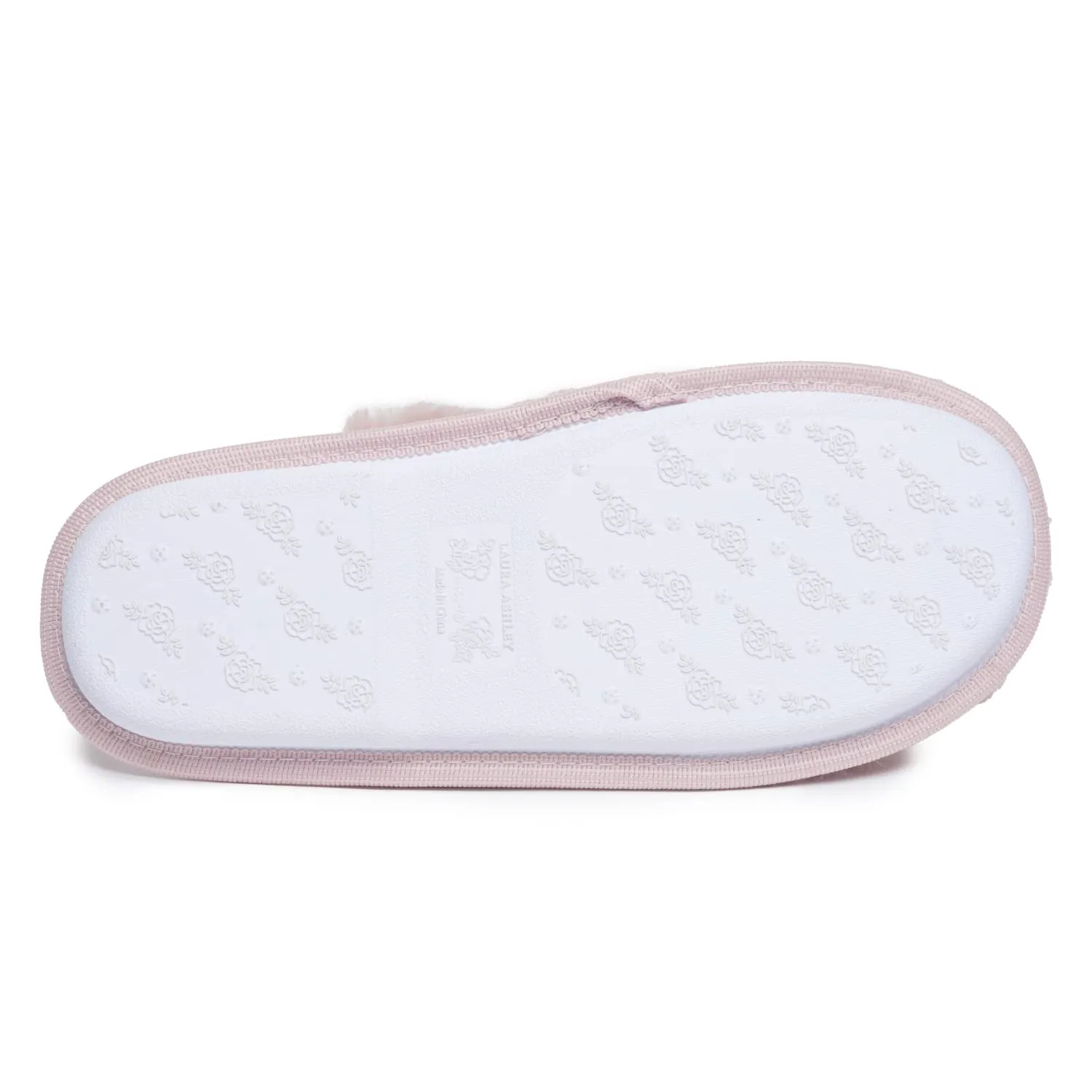 Laura Ashley Womens Texture Plush Memory Foam Scuff Slippers, Warm Fuzzy Fluffy Bedroom Slipper, Ladies Faux Fur Slip On House Shoes