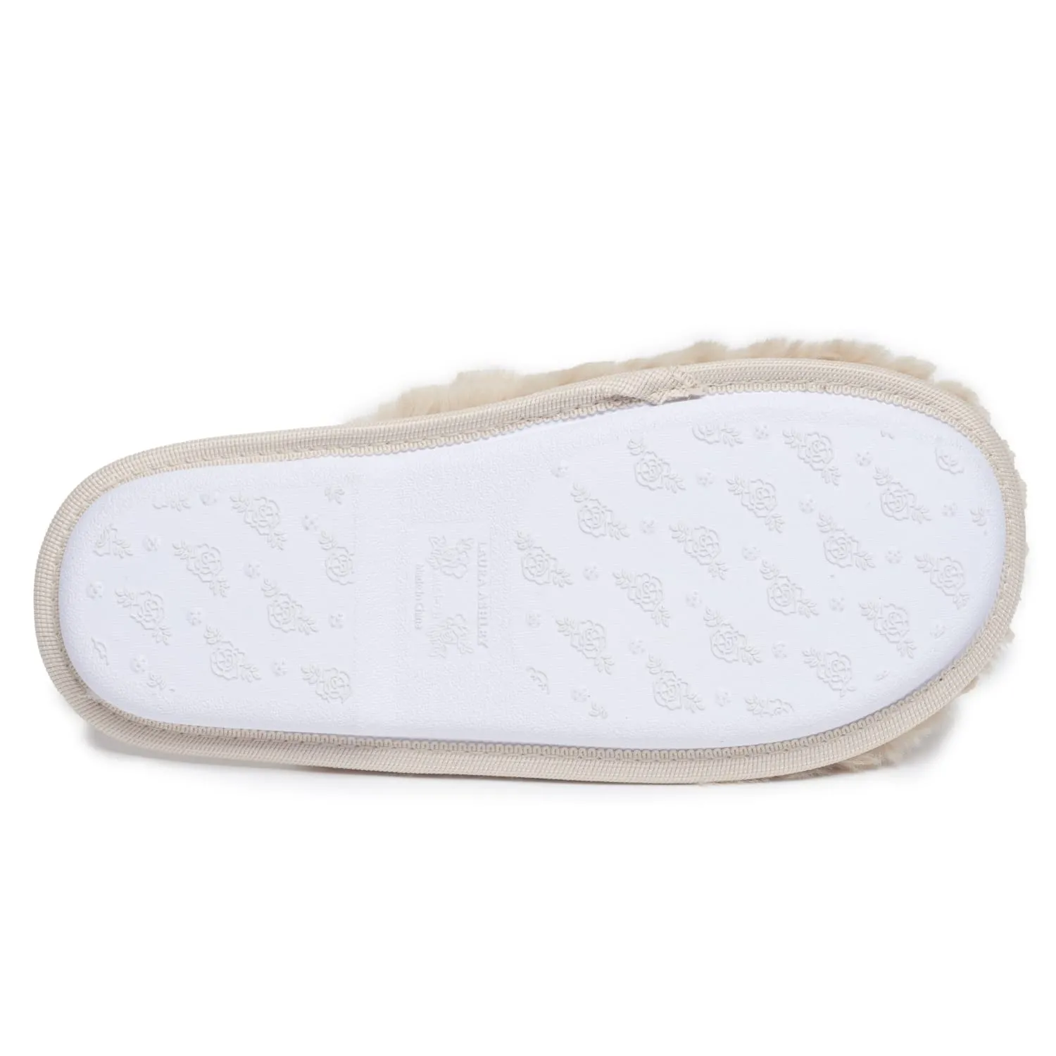 Laura Ashley Womens Texture Plush Memory Foam Scuff Slippers, Warm Fuzzy Fluffy Bedroom Slipper, Ladies Faux Fur Slip On House Shoes