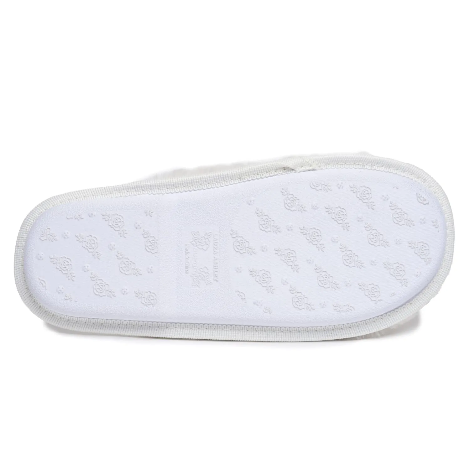 Laura Ashley Womens Texture Plush Memory Foam Scuff Slippers, Warm Fuzzy Fluffy Bedroom Slipper, Ladies Faux Fur Slip On House Shoes