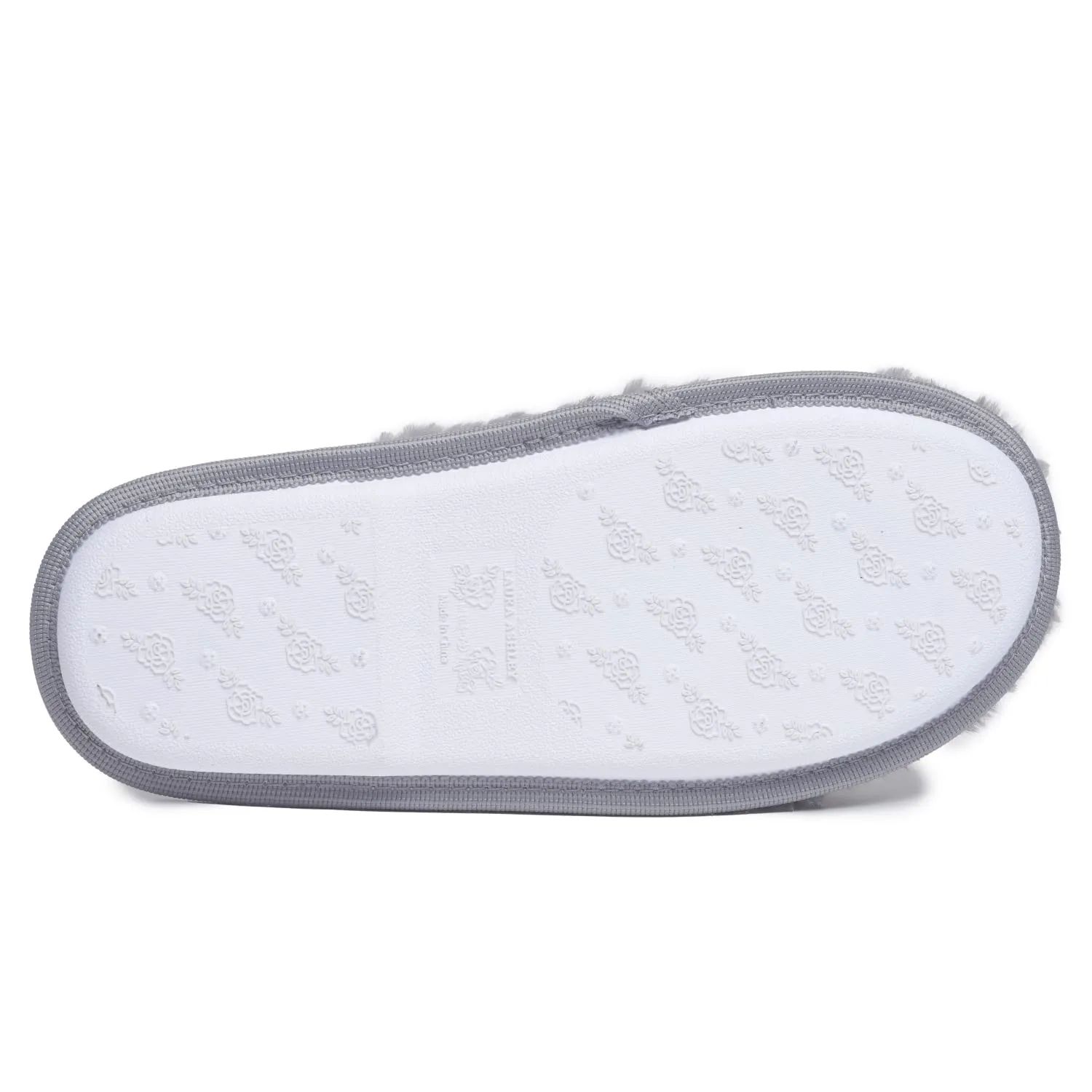 Laura Ashley Womens Texture Plush Memory Foam Scuff Slippers, Warm Fuzzy Fluffy Bedroom Slipper, Ladies Faux Fur Slip On House Shoes