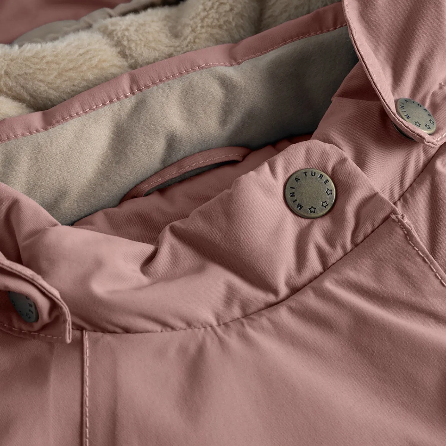 Mini A ture Light plum Wang Fleece Winter Jacket m. Fur Tailored Silhouette
