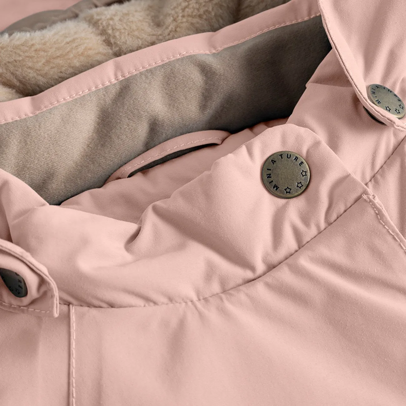 Mini A ture Adobe rose Wang Fleece Winter Jacket Compact Packable Button Closure