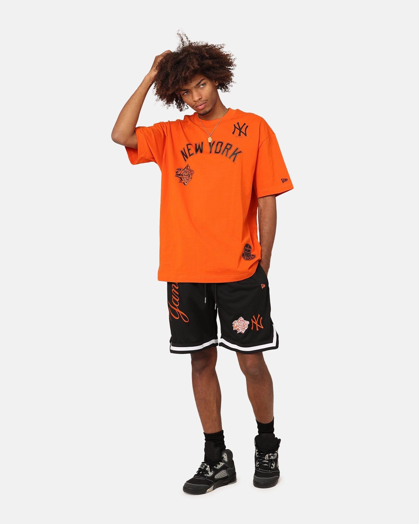 Breathable mesh New Era New York Yankees 'Scary Nights' Oversized T-Shirt Orange/Black