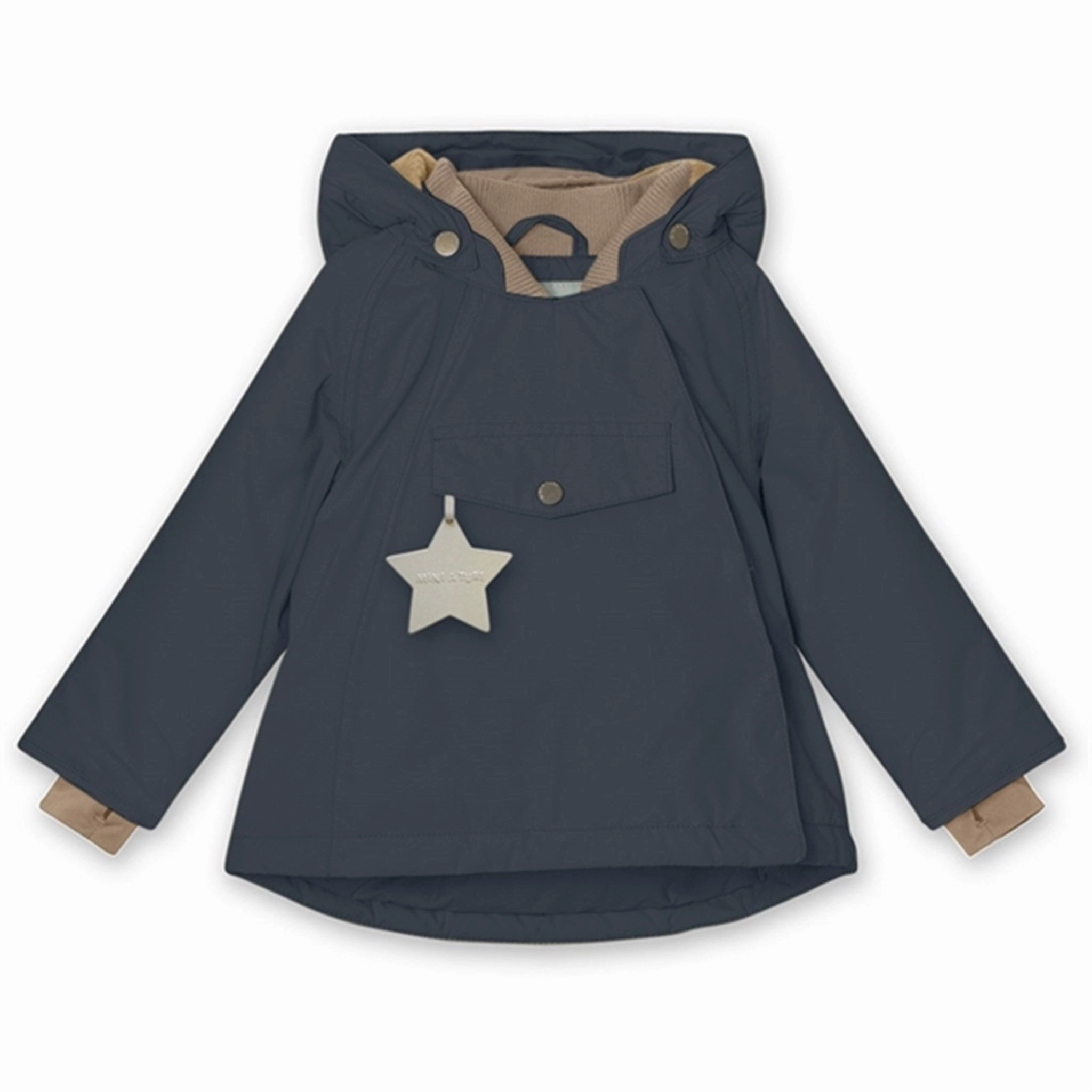 MINI A TURE Wang Fleece Winter Jacket Blue Nights Drop Tail Hem Non Restrictive Silhouette
