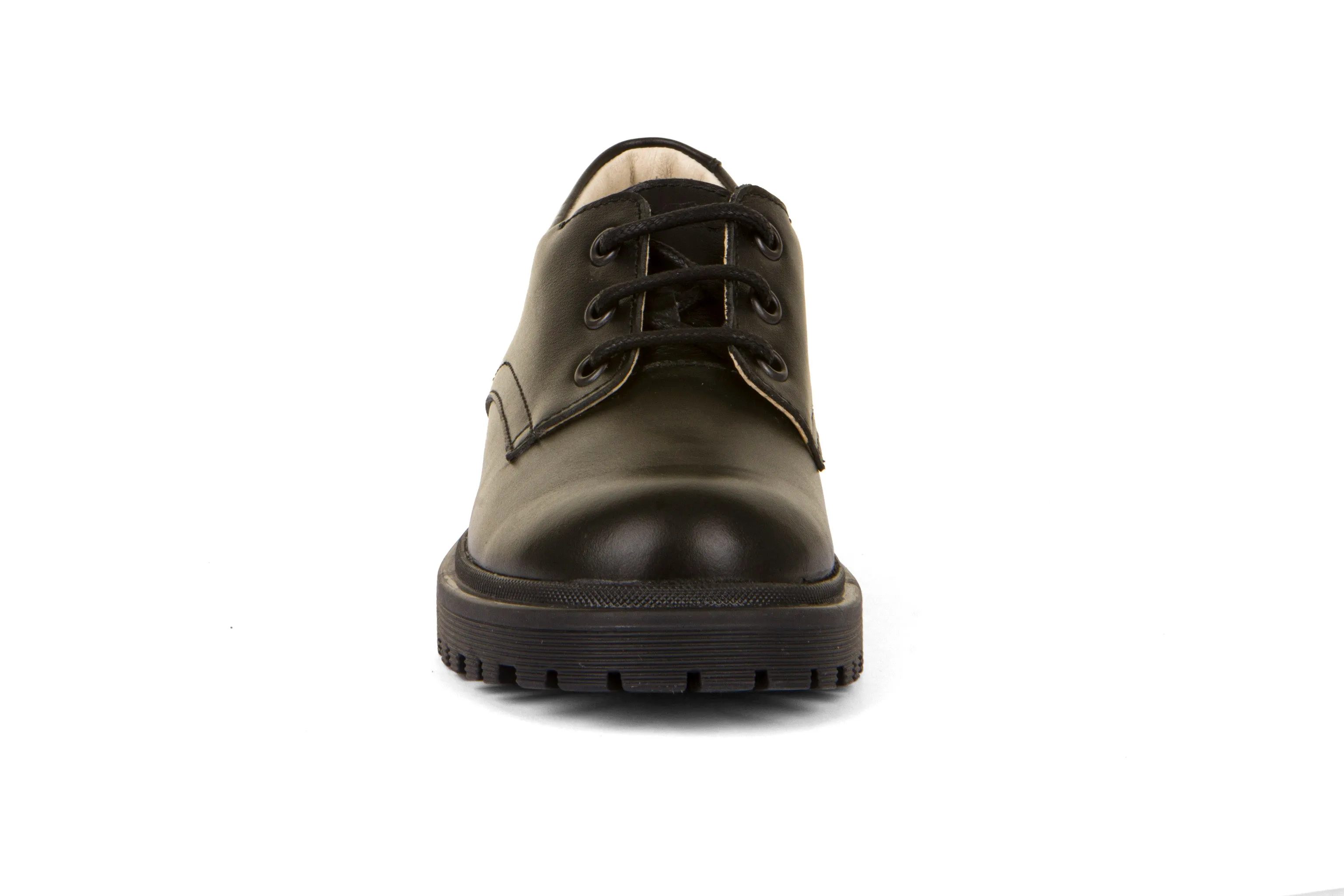Lea Black  Leather Lace Up School Shoe