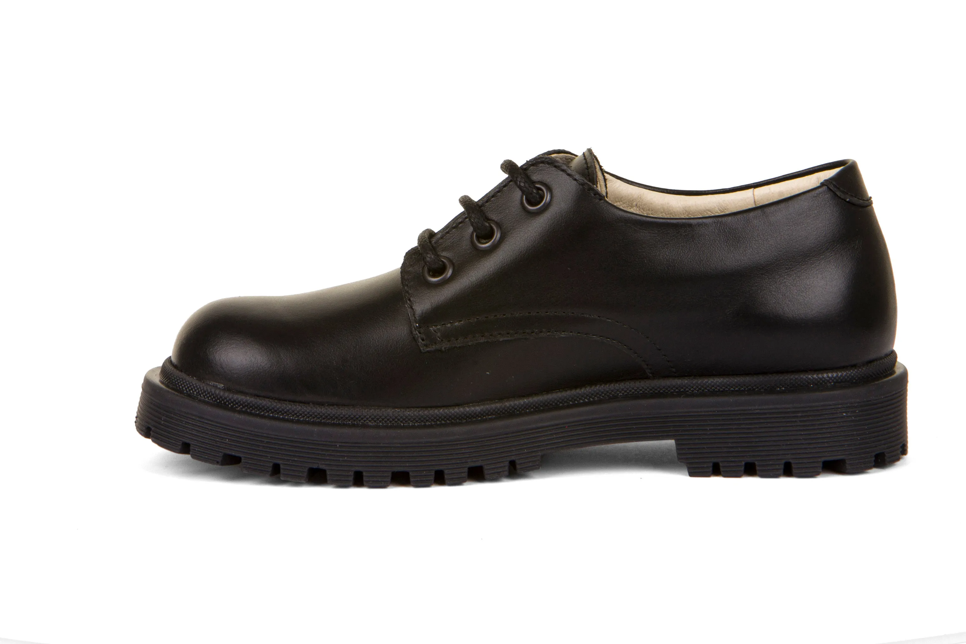 Lea Black  Leather Lace Up School Shoe