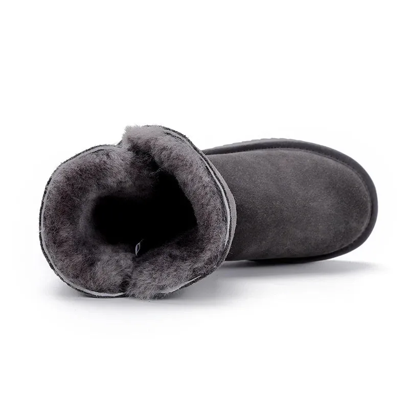 Leather Fur Mid-calf Snow Boots