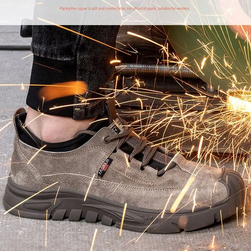 Leather Men's Safety Casual Shoes MCSTSTY55 Anti-smash Sneakers Boots