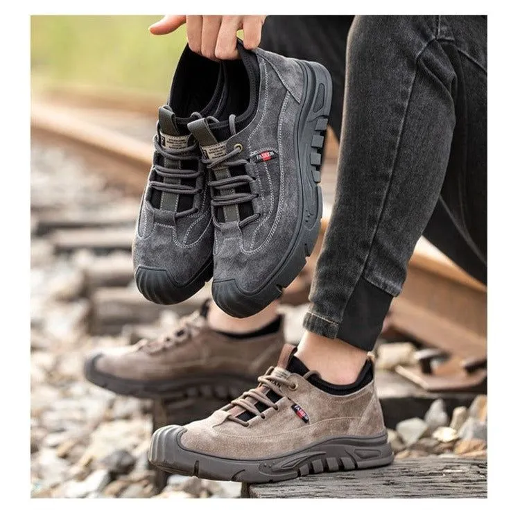 Leather Men's Safety Casual Shoes MCSTSTY55 Anti-smash Sneakers Boots