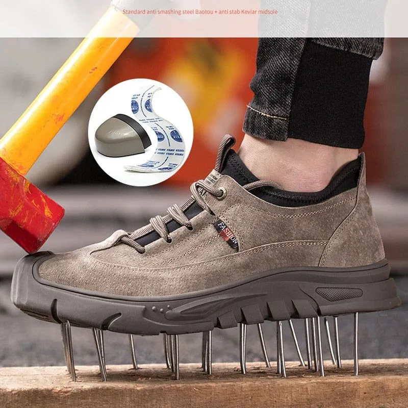 Leather Men's Safety Casual Shoes MCSTSTY55 Anti-smash Sneakers Boots