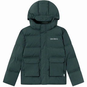 Les Deux Kids Pine Green Maddox Puffer Jacket Tear Resistant Panels