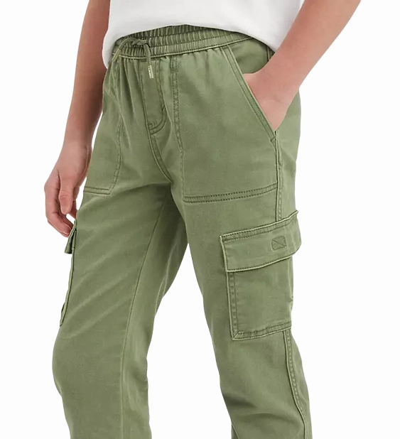 Flexible Articulated Knees Quick Dry Leggings Levi's Kids pantalone Cargo da bambino con elastico in vita e la fondo 9EJ115-E6U verde oliva