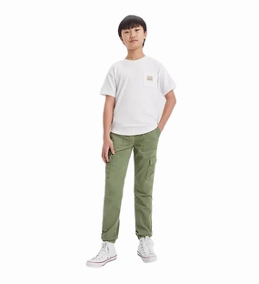 Levi's Kids pantalone Cargo da bambino con elastico in vita e la fondo 9EJ115-E6U verde oliva Tailored Fit All-Season Comfort