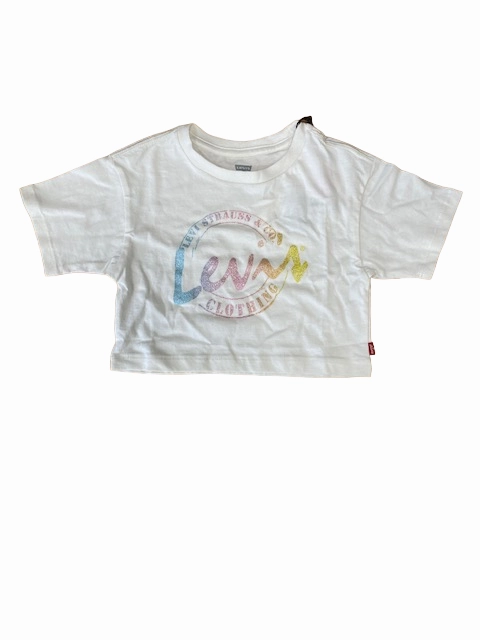 Weekend Ready Modern Casual Levi's Kids T-shirt da ragazza Meet and Greet Script Tee 3EH190-W5I 4EH190-W5I white alyssum