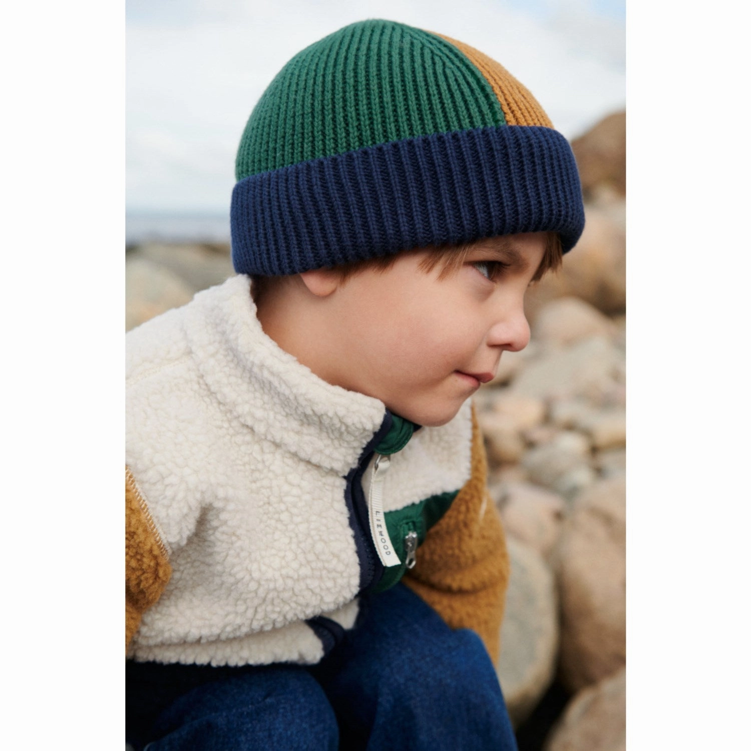 High Collar Design LieWood Classic Navy Multi Mix Nolan Pile Jacket