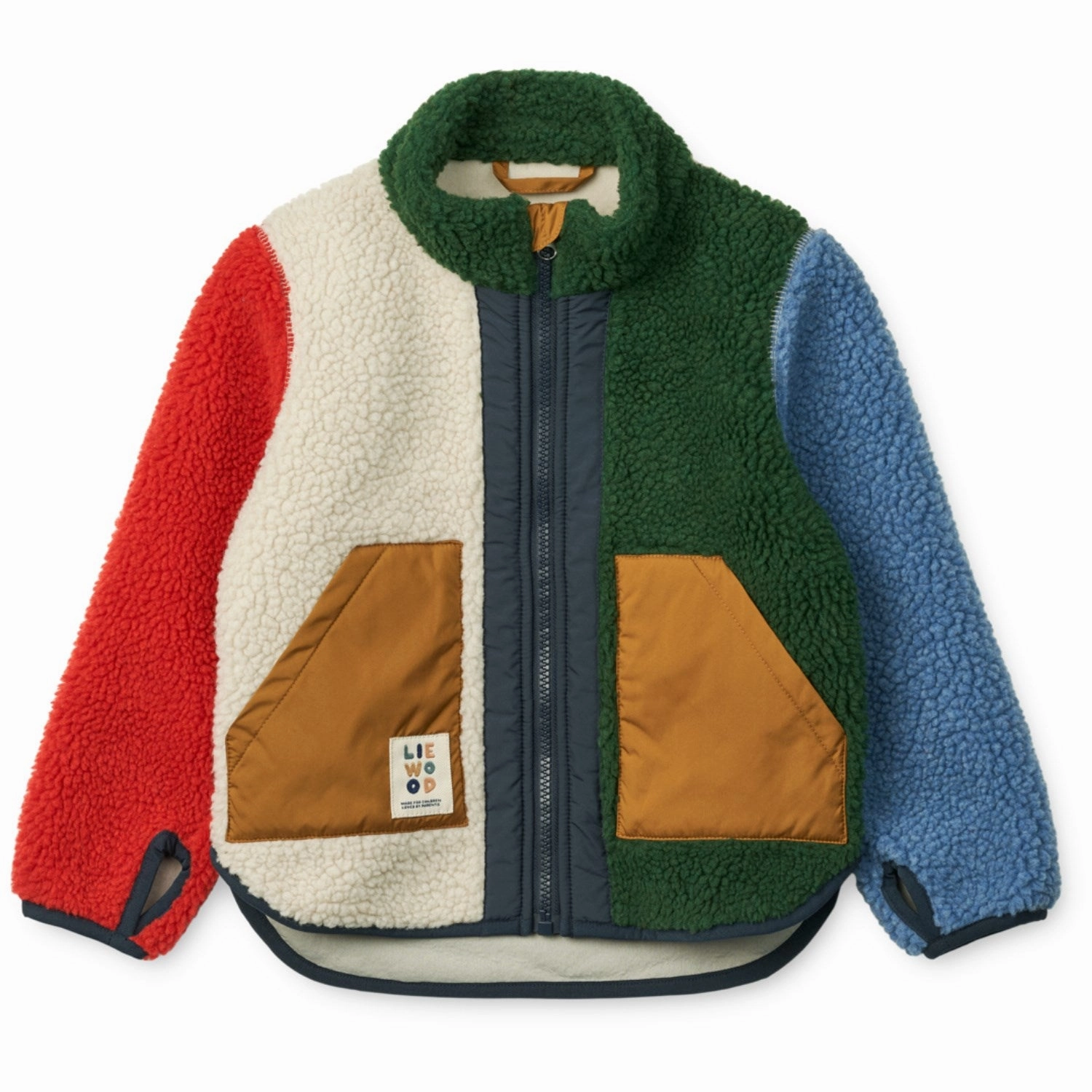 LIEWOOD Garden Green Multi Mix Noam Pile Jacket Army Style Practical Cold Piece
