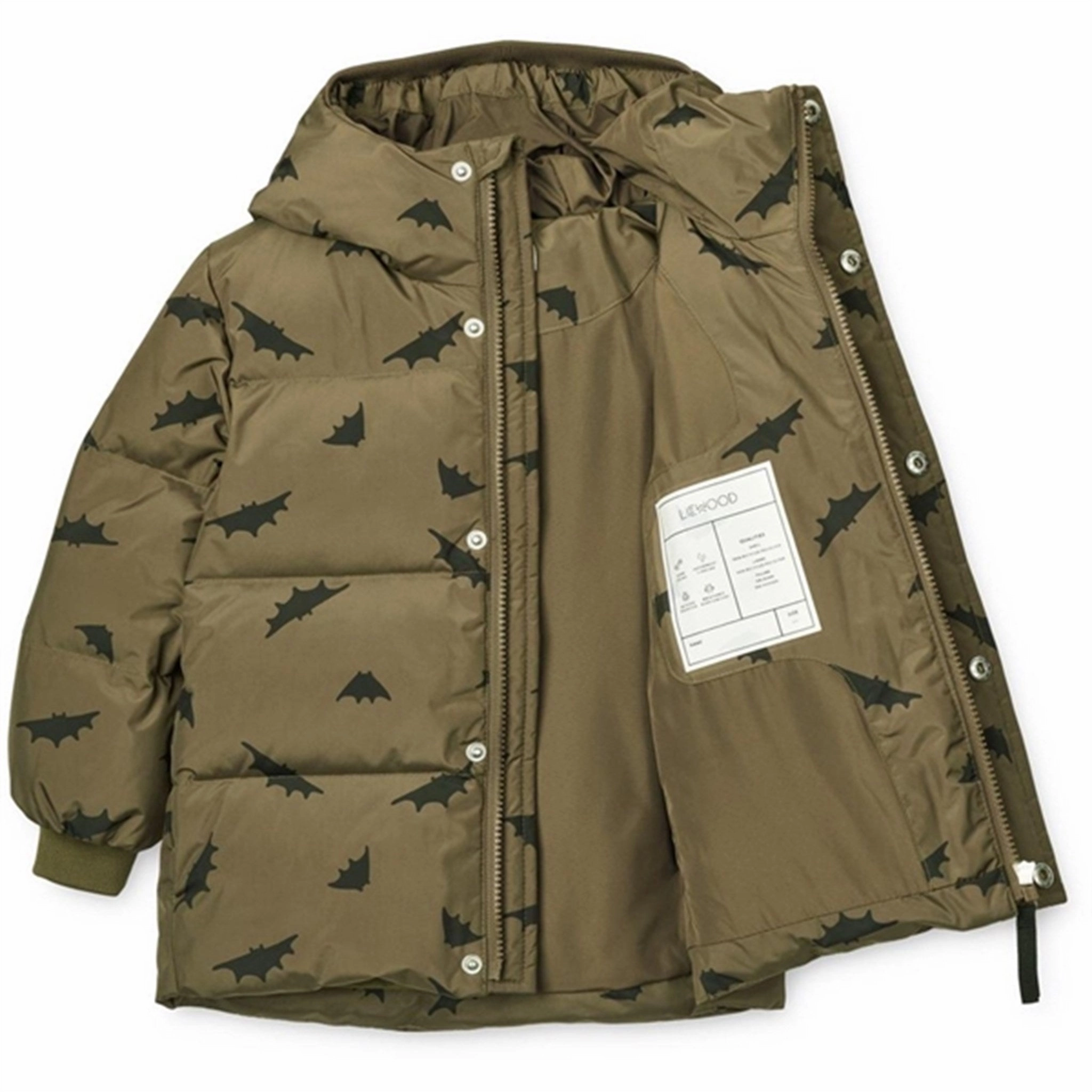 Liewood Palle Puffer Down Jacket Bats / Khaki Articulated Sleeves Quick Dry Fabric Technology