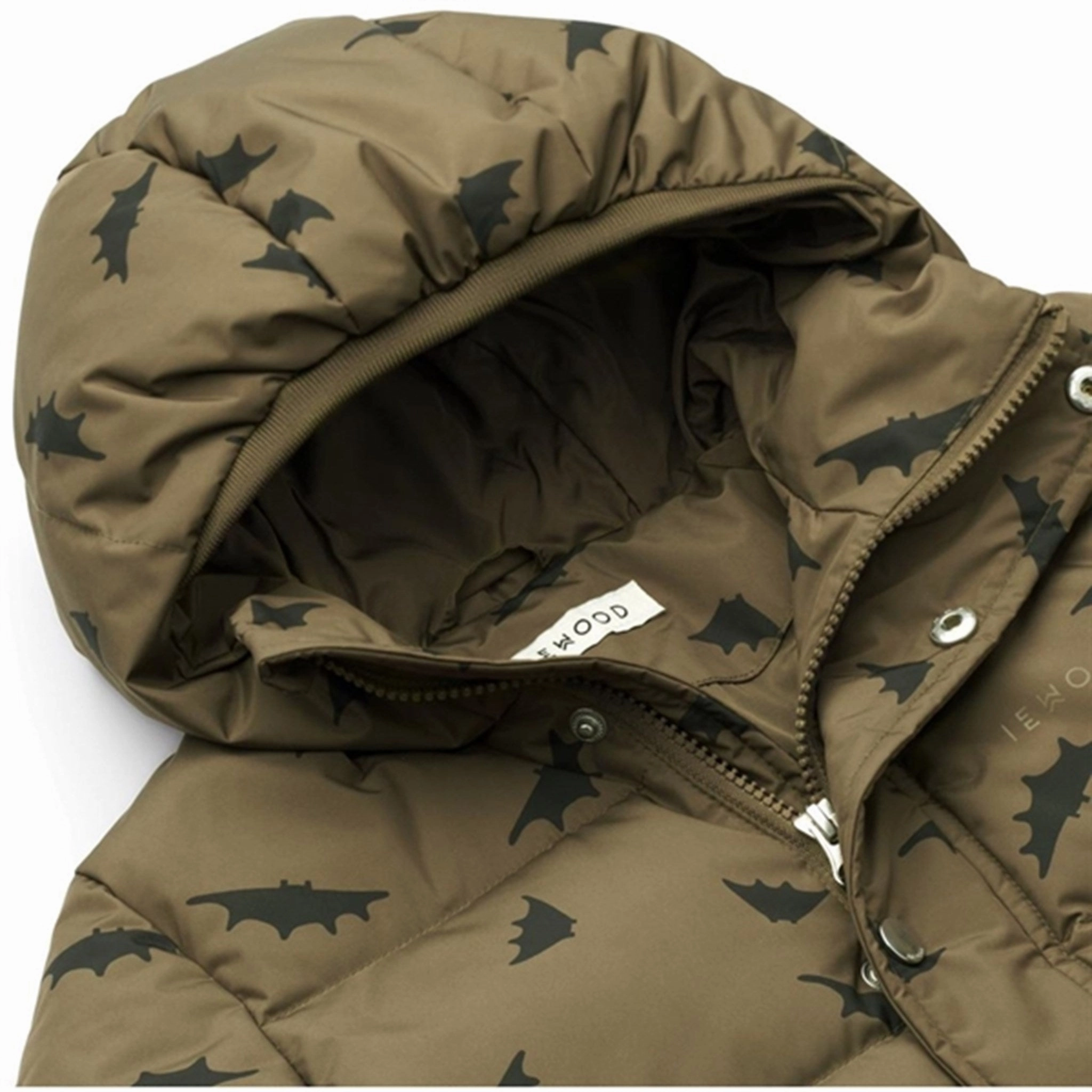 Liewood Palle Puffer Down Jacket Bats / Khaki Ergonomic Shoulder Design Smooth Glide Fasteners