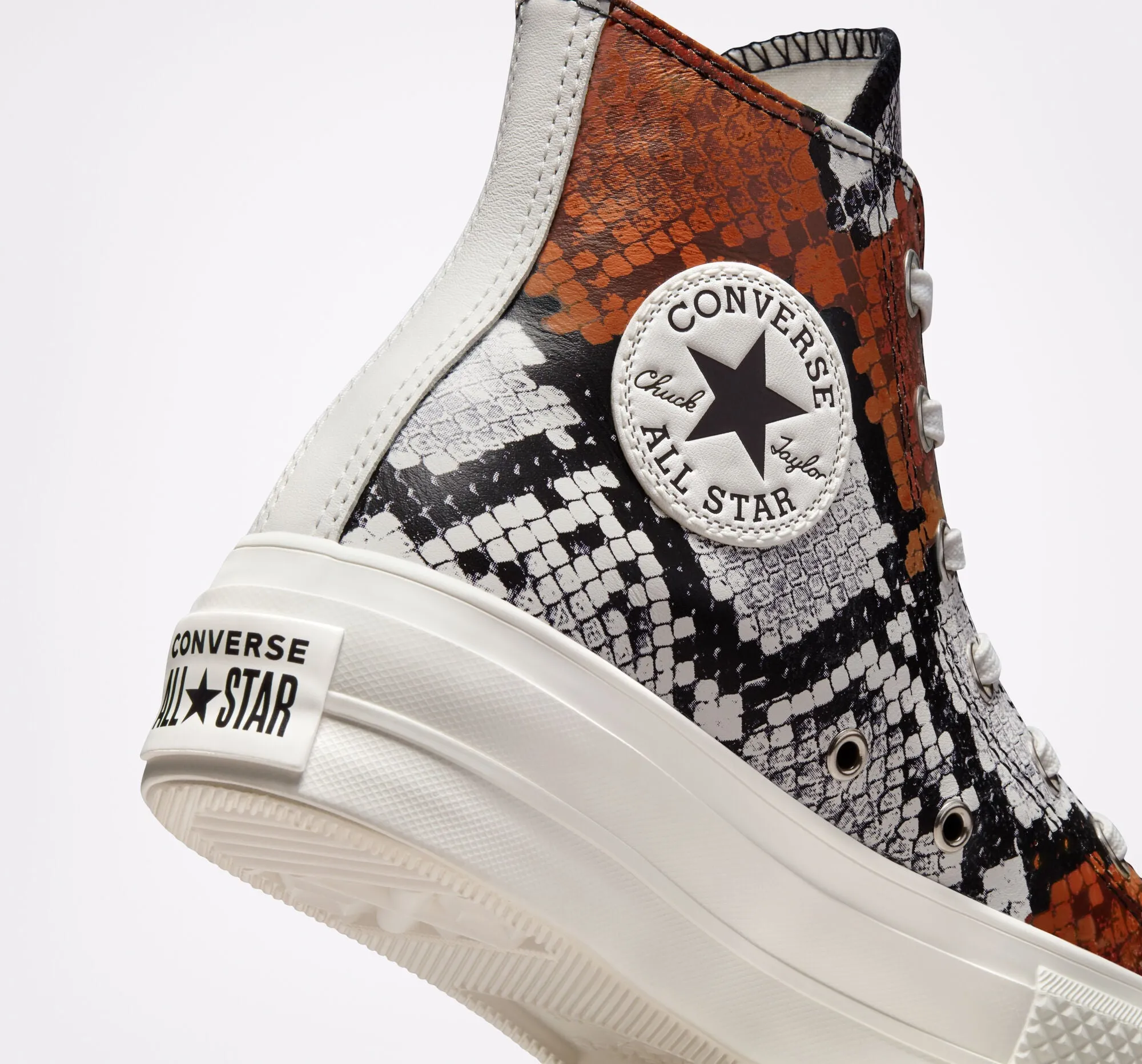 suitable for adults Converse scarpa sneakers da donna Chuck Taylor All Star Lift 573082C vintage bianco nero arancio