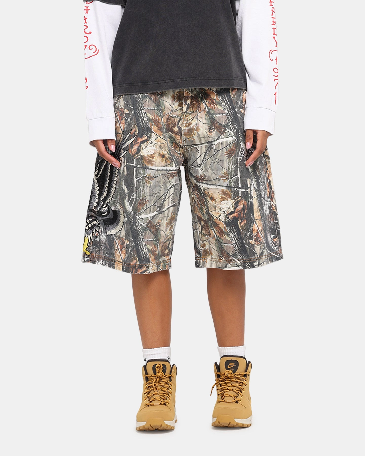 Ed Hardy Eagle Jorts Real Tree Camo Ready For Action Air Comfort