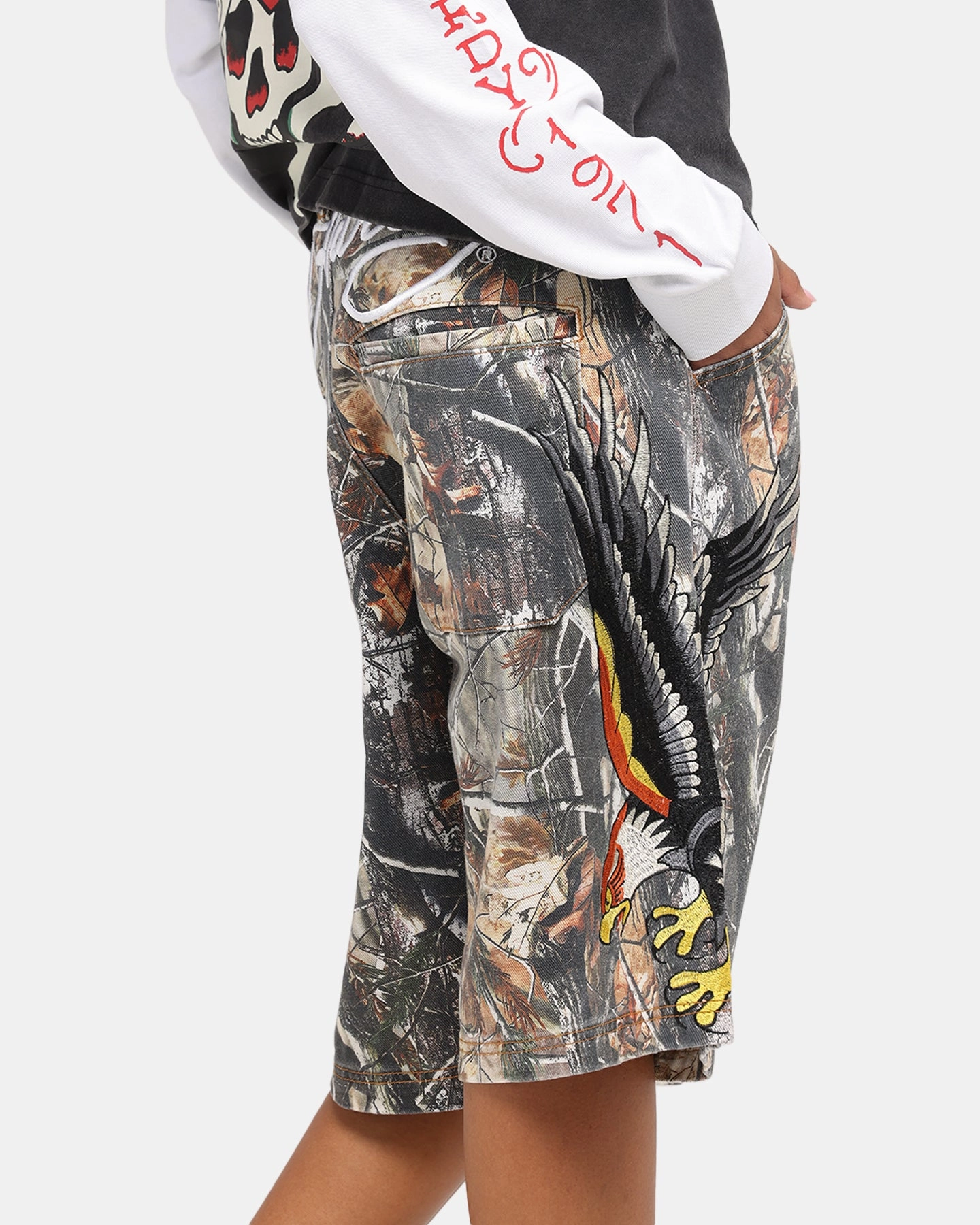 Lightweight insulation Multi-way wear Ed Hardy Eagle Jorts Real Tree Camo