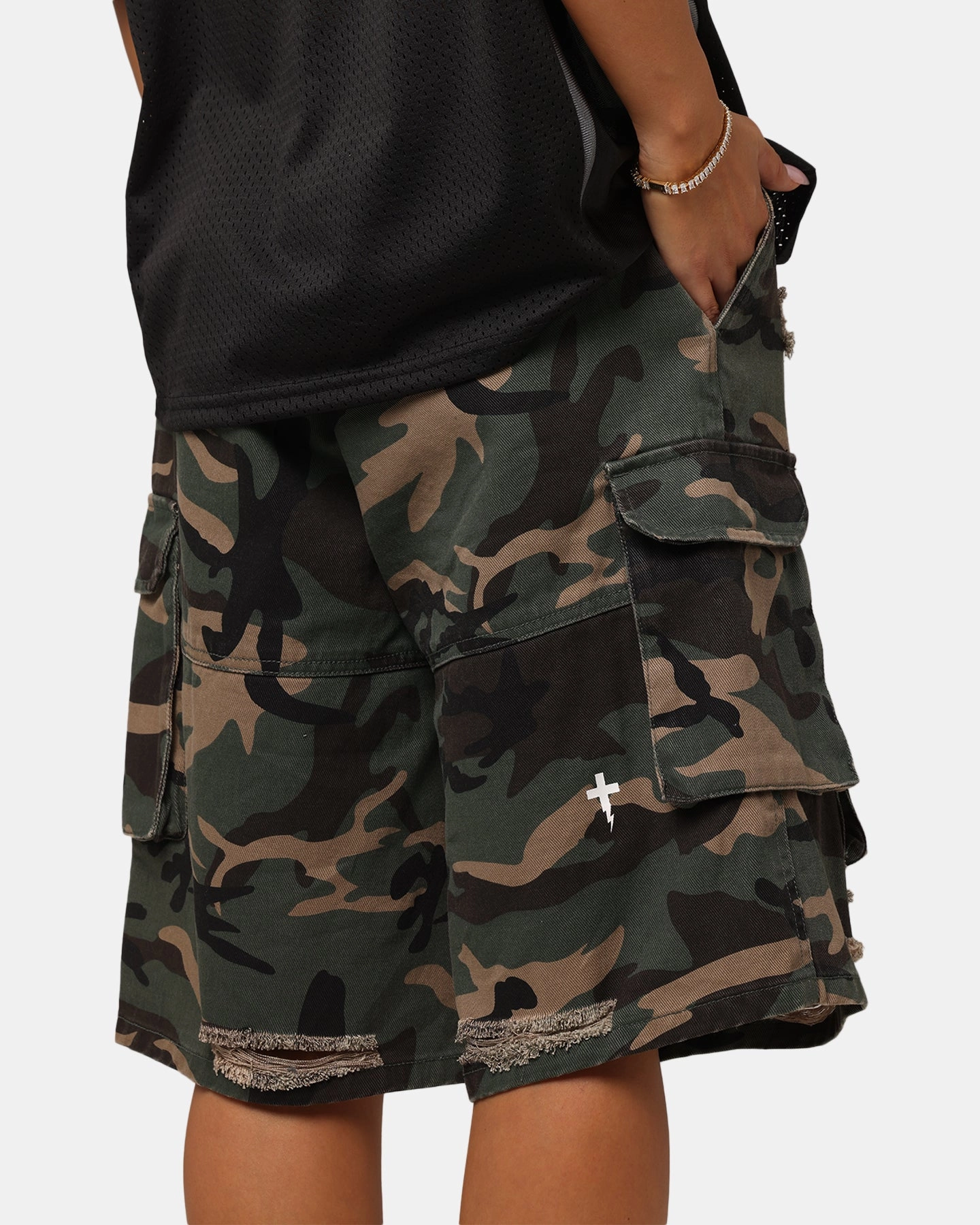 The Anti Order Artillery Baggy Cargo Shorts Woodland Camo Stylish Waistband Eco Friendly Dye