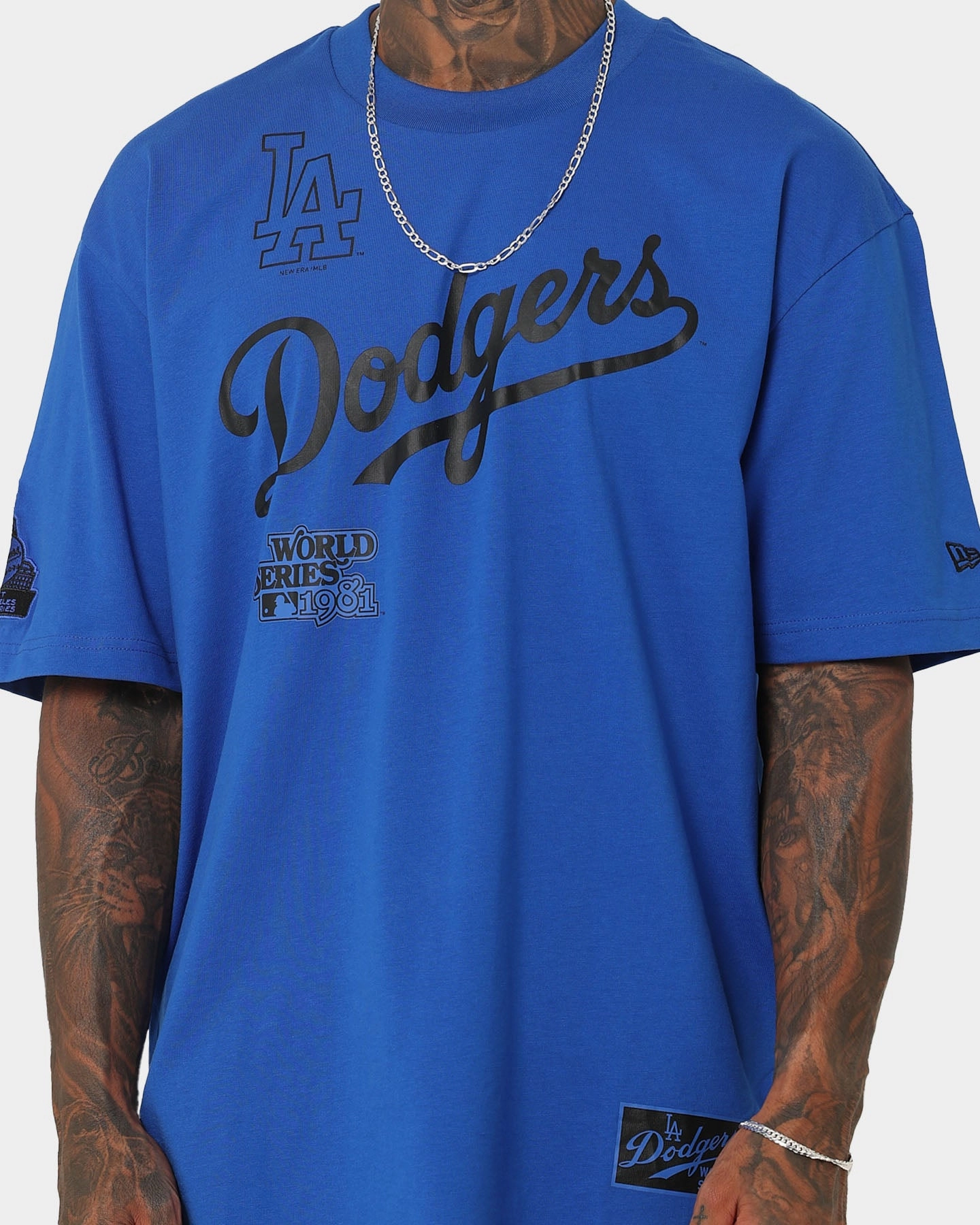 Breathable Layer Holiday Comfort Style New Era Los Angeles Dodgers 'Tropical Punch Script Pack' Oversized T-Shirt Bright Royal
