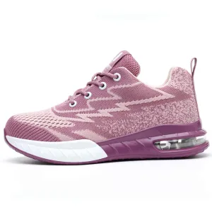 Lightweight Breathable Comfort Purple Knit Mesh Steel Toe Safety Shoes for Women